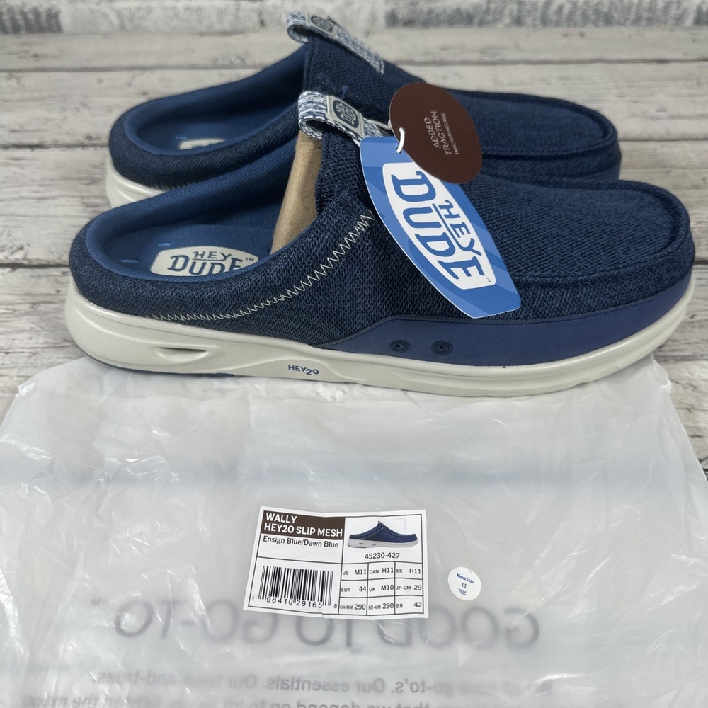 Hey Dude Men's Wally Hey20 Slip Mesh Slip-On Loafers Size 11 NWT English Blue